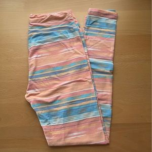 LuLaRoe OS leggings pastel stripe rare